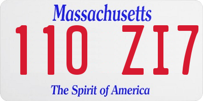 MA license plate 110ZI7