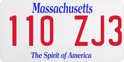 MA license plate 110ZJ3