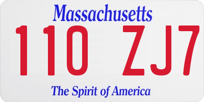 MA license plate 110ZJ7