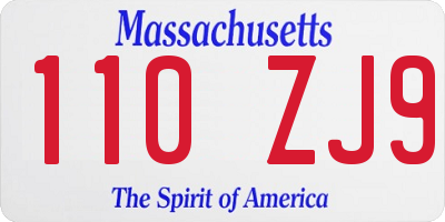 MA license plate 110ZJ9