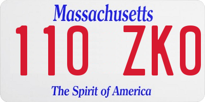 MA license plate 110ZK0