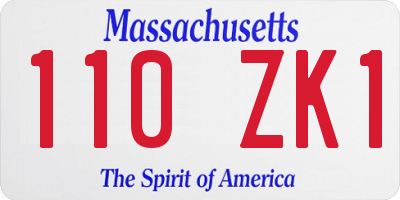 MA license plate 110ZK1