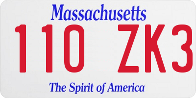 MA license plate 110ZK3