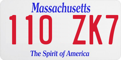 MA license plate 110ZK7