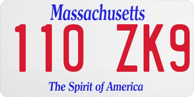 MA license plate 110ZK9