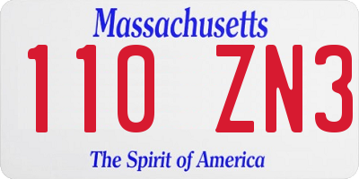MA license plate 110ZN3