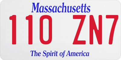 MA license plate 110ZN7