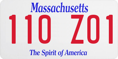MA license plate 110ZO1