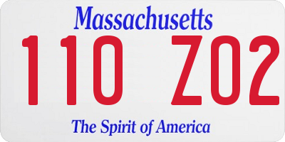 MA license plate 110ZO2