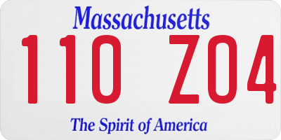 MA license plate 110ZO4