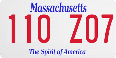 MA license plate 110ZO7