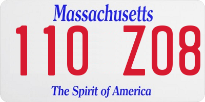 MA license plate 110ZO8