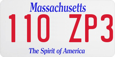 MA license plate 110ZP3