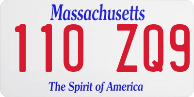 MA license plate 110ZQ9