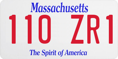 MA license plate 110ZR1