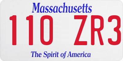 MA license plate 110ZR3