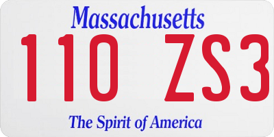 MA license plate 110ZS3