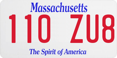 MA license plate 110ZU8