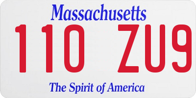 MA license plate 110ZU9
