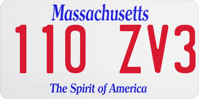 MA license plate 110ZV3