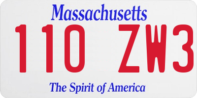 MA license plate 110ZW3