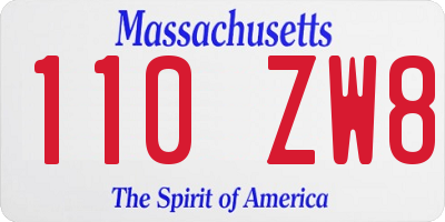MA license plate 110ZW8
