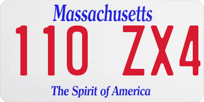 MA license plate 110ZX4