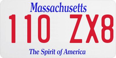 MA license plate 110ZX8