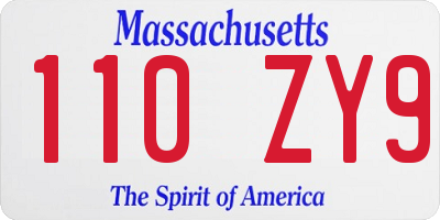 MA license plate 110ZY9