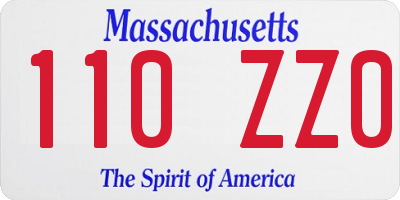 MA license plate 110ZZ0