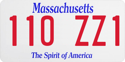 MA license plate 110ZZ1