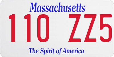 MA license plate 110ZZ5