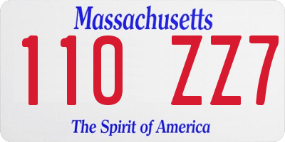 MA license plate 110ZZ7