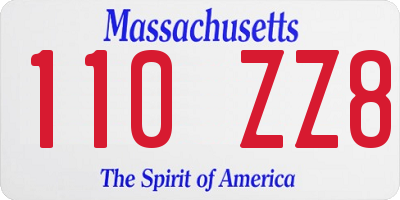 MA license plate 110ZZ8