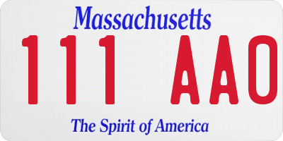 MA license plate 111AA0