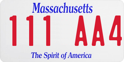 MA license plate 111AA4