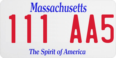 MA license plate 111AA5