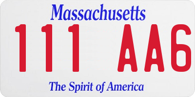 MA license plate 111AA6
