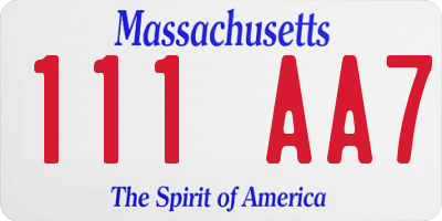 MA license plate 111AA7