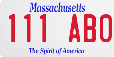 MA license plate 111AB0