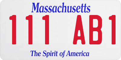 MA license plate 111AB1