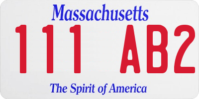 MA license plate 111AB2