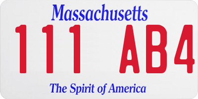 MA license plate 111AB4