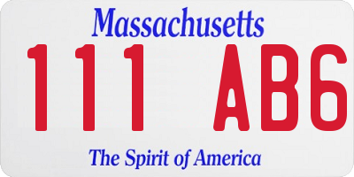MA license plate 111AB6