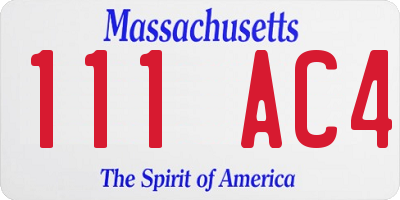 MA license plate 111AC4