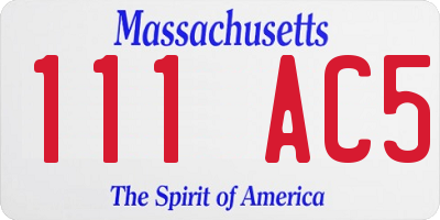 MA license plate 111AC5