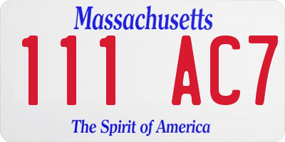 MA license plate 111AC7