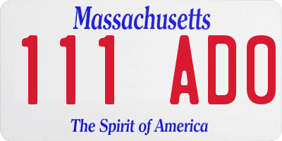 MA license plate 111AD0