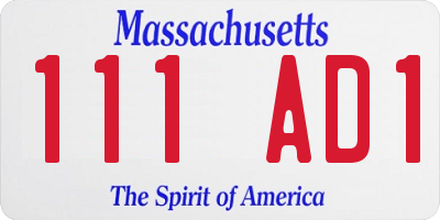 MA license plate 111AD1
