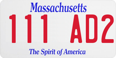 MA license plate 111AD2